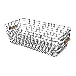 Rectangle Metal <b>Wire</b> <b>Storage</b> <b>Basket</b> With Handles Rustic Style Multi Purpose Neatening Organizer - Product Image 6
