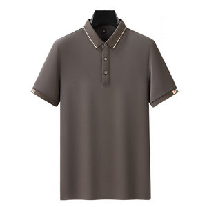 Polo jacquard décontracté pour homme de haute qualité, à manches courtes, avec col et boutons sur le devant, idéal pour le golf - Product Image 2
