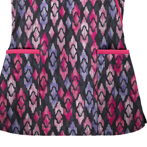 2026 Women's Scrub Top With Pink And Purple Geometric Pattern Short Sleeve V-Neck Hospital Uniform Top - Product Image 5