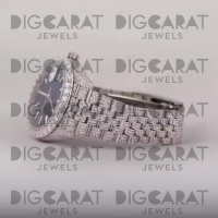 Montre unisexe de luxe étanche 41 mm en moissanite et quartz, cadran rond analogique à chiffres romains, entièrement sertie de pierres, en vente pour l'exportation