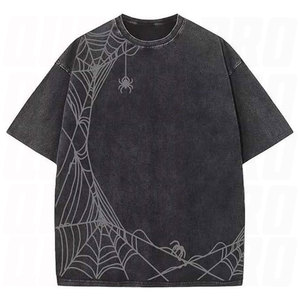 Cotton Acid Washed Oversized T-Shirt <b>For</b> Men Vintage Streetwear <b>Hip</b> Hop Style Blank Bulk Acid Washed Oversized Crewneck - Product Image 2