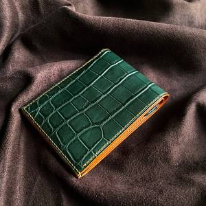 Luxali <b>Men's</b> Luxurious Brand Bifold Wallet Handmade Alligator <b>Leather</b> Customizable Short Size <b>Purse</b> 11.5x9cm - Product Image 2