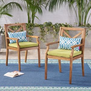 Set di 2 Sedie da Giardino PERLA con Cuscini Verdi per Cortile e Bordo Piscina - Product Image 1