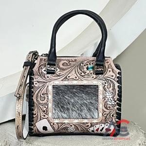 Sacs Mini Speedy en Cuir de Vachette Repoussé Style Boutique, Motif Cartes à Jouer Western, Sac Bandoulière de Voyage pour Femme, Vente en Gros - Product Image 1