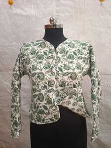 Veste matelassée réversible en coton pour femme, imprimée à la main motif floral, style boutique, fabrication OEM - Product Image 3