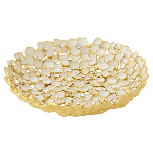 Plato Decorativo de Cerámica Ecológico con Incrustaciones Doradas en Forma de Flor, Hecho a Mano, Estilo Glam, Diseño Americano, para Decoración del Hogar - Product Image 2
