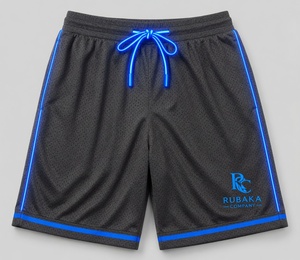 Shorts de sport en mesh marron avec cordon de serrage doré et logo Huracan, idéal pour les tenues d'équipe stylées et les vêtements de sport décontractés. - Product Image 2