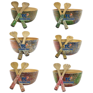 Bol en bambou fait à la main classique-Vaisselle de salle à manger écologique légère et réutilisable pour un usage quotidien Fête ou emballage cadeau - Product Image 2