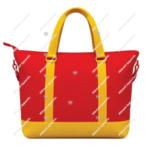 Sac fourre-tout en toile rouge et jaune NSPDK, nouveau design personnalisé, fermeture à glissière, sac à main - Product Image 2