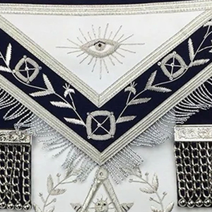 Nouvel Arrivage Tablier de Maître Maçon Loge Bleue en Toile Brodé à la Main Blanc avec Logo Personnalisé, Tissu Personnalisé, Pochette Papillon, Marque Personnalisée - Product Image 6