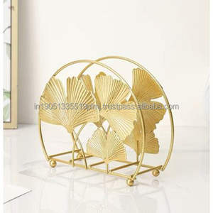 Porte-serviettes décoratif de table en aluminium moulé, style américain, doré poli, fait main, personnalisé, vente en gros - Product Image 2