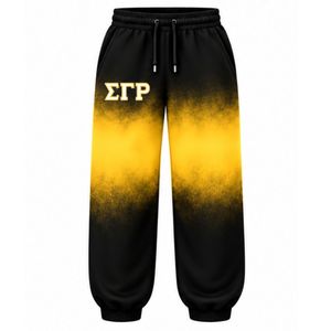 Conjunto Deportivo Casual Personalizado para Mujer, Sudadera con Capucha y Pantalones Jogger Oversize con Estampado Tie Dye en Negro y Dorado de la Hermandad Griega Sigma Gamma Rho - Product Image 5