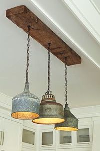 Rustic Wooden Beam Pendant Light With 3 Metal Bell Shades E26 LED Farmhouse Kitchen Island <b>Lighting</b> 2700K Warm White - Product Image 2