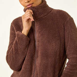 Customized Winter Eco-Friendly sherpa fur Women's Outdoor <b>Coat</b> Jacket with <b>Zipper</b> Closure - Product Image 5