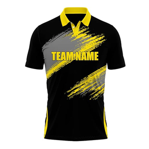 Jersey Kriket Hitam Pria Dengan Nomor 08 Kuning Dan Cetakan Nama Di Belakang, Bahan Polyester Sublimasi, Bernapas, Lengan Pendek, Dewasa - Product Image 1