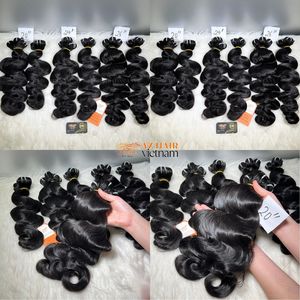 Best Quality Double Drawn Body Wave Weft Human <b>Hair</b> Extensions Raw Vietnamese Human <b>Hair</b> Bundles - Product Image 2
