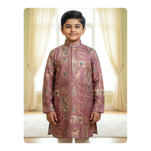 Vêtements traditionnels indiens pour garçons, Kurta pour enfants, pour les fêtes et l'usage quotidien, tissu en rayonne, lavable, qualité d'exportation - Product Image 5