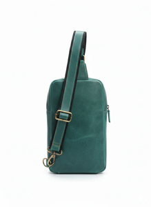 Wholesale Custom Green Leather Women <b>Sling</b> Bag Stylish Crossbody Chest Bag with Multiple Compartments Manufacturer Supply - Product Image 5