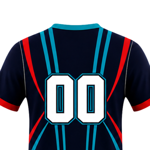 Camiseta de Rugby Personalizada por el Fabricante, Negra, Roja y Azul, Manga Corta, Cuello en V, Uniforme de Equipo, Transpirable, Ropa Deportiva de Entrenamiento Personalizada - Product Image 4