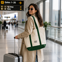 Sac fourre-tout pour femme en toile 100 % coton robuste, imprimé sur mesure, réutilisable, léger, avec doubles poignées d'épaule, écologique et durable