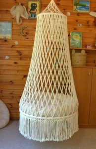 Handmade Rope-Woven <b>Hanging</b> Basket <b>Chair</b>, Hammock, Bohemian Courtyard <b>Swing</b> for Indoor & Outdoor Use - Product Image 2
