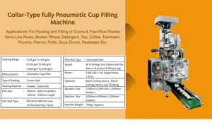 Máquina Automática Neumática para Llenado y Sellado de Bolsas de Papel Tipo Collar, Dispensador Confiable de Polvo y Gránulos de 10-100 Gramos de Alta Precisión - Product Image 3