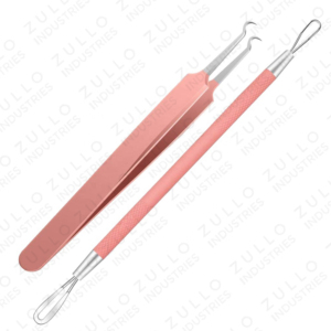 Professional 4 Piece Pink Stainless Steel Acne Blackhead Extractor Set Premium Pimple Remover Skin Care <b>Tools</b> - Product Image 4