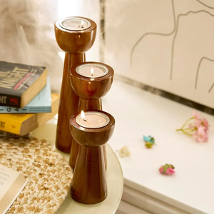 Wooden <b>Candle</b> Holder Set | Handmade Taper <b>Candle</b> Stand | Rustic Wood Decor for Home By B H Brothers - Product Image 2