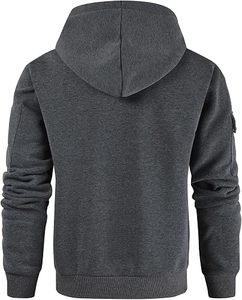 Sudadera con Capucha Negra para Hombre, Cierre de Cremallera a la Mitad, Corte Regular, 100% Poliéster, Felpa Francesa, Estilo Casual para Otoño - Product Image 6