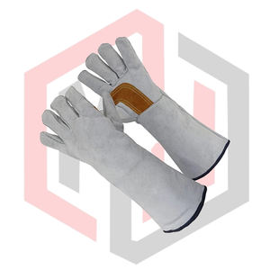 Guantes de Soldadura de Cuero Reforzado Gris, Guantes de Seguridad Industriales Resistentes para Bomberos, Antiestáticos y Transpirables - Product Image 4