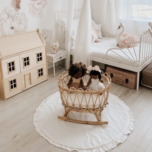 Cuna mecedora de ratán diseñada con amor, cuna de mimbre natural, cuna mecedora de madera. - Product Image 5