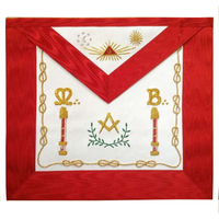 Tablier de Maître Maçonnique Rite Français avec Compas et Épingle de Sûreté en Tissu Toile, Couleur Personnalisée, Logo Brodé