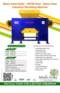 Trituradora de Metal de Doble Eje de Alto Rendimiento, 1000-1500 Kg/h, Trituradora de UBC en Pacas, Motor de 120 HP - Product Image 5