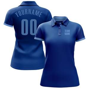 เสื้อโปโลผู้ชายสีน้ำเงินแบบกำหนดเอง พร้อมขอบสีเขียว พิมพ์ลายด้วยความร้อน แห้งเร็ว แขนสั้น ผ้าถัก ดีไซน์เรียบ - Product Image 2