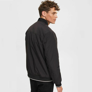 Men's Black Varsity Jacket Windproof <b>Covered</b> <b>Button</b> Closure O-Neck Collar Casual Style High Street Thick Winter Wear - Product Image 6