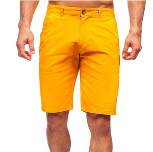 Pantalones Cortos Chino de Algodón Twill para Hombre, Casuales, Ajustados, Color Amarillo, para Gimnasio, Verano, Moda, Pantalones Cortos Deportivos - Product Image 1