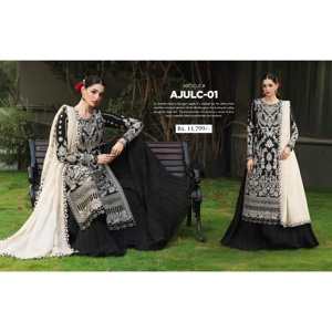 Costumes de luxe brodés pour femmes Asim Jofa, collection festive Ssumaira, 3 pièces sur mesure, tissu Chickenkari brodé - Product Image 2