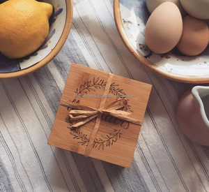 Custom Wooden Coaster Set with Wreath Engraving and Cork Option Ideal for Weddings Bridal Showers and Special <b>Gifts</b> - Product Image 2