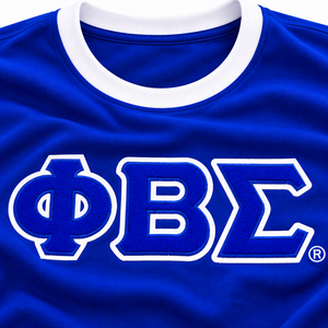 Phi Beta Sigma Royal Blue <b>Men</b> <b>Ringer</b> <b>T</b> <b>Shirt</b> Short Sleeve Crew Neck Greek Letter Graphic Tee White Trim Fraternity Casual Wear - Product Image 5