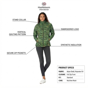 เสื้อโค้ทกันหนาวผู้หญิงแบบมีซับในลายพราง ยี่ห้อ Hashbloom International ผลิตตามสั่ง ป้องกันลม กันน้ำ ทำจากผ้าโพลีเอสเตอร์ทาฟต้า - Product Image 5