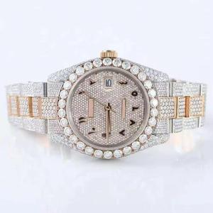 Montre à cadran rond VS1 Moissanite, montre-bracelet à quartz, entièrement sertie de pierres, en acier inoxydable, bijoux de luxe pour homme, montre-bracelet tendance, pierres brillantes - Product Image 3