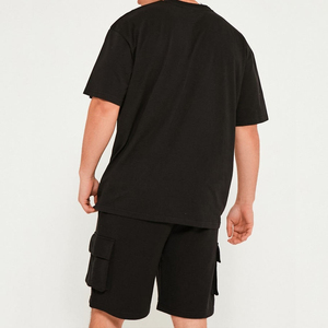 เสื้อยืดผู้ชายไซส์ใหญ่ สีดำ ผ้าฝ้าย 100% แขนสั้น คอกลม ทรงลำลอง ผ้าเจอร์ซีย์เรียบ - Product Image 4