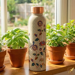 Premium Printed Pure Copper Water <b>Bottle</b> Floral Peacock Design Leakproof Ayurvedic Drinking <b>Bottle</b> Reusable Copper Water <b>Flask</b> - Product Image 5
