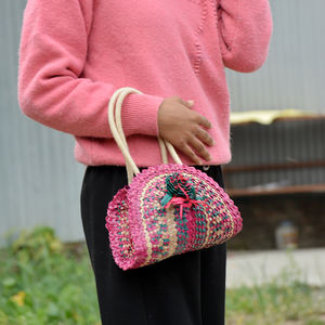 Sac à main en paille tressée fait main avec motif paysager, écologique, souple, pour la vie quotidienne - Nouveau design de sac à main - Product Image 4