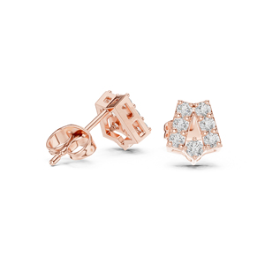 Boucles d'oreilles de fiançailles en or rose 14 carats avec diamant rond cultivé en laboratoire pour femmes |   Nouveau diamant cultivé - Product Image 6