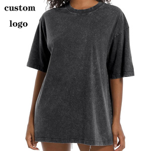 Camiseta Gráfica Oversize Lavada al Ácido de Gran Gramaje para Hombre y Mujer, Estilo Crop Top Desgastado, Venta al por Mayor - Product Image 1