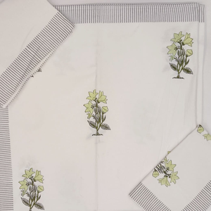 Parure de lit de luxe florale blanc et vert, taille King, en pur coton premium, respectueuse de l'environnement, teintures non toxiques, respirante, douce et durable pour la maison - Product Image 3