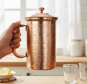 Copper jug set for relaxation inspired dining setup water serving metal set with <b>glasses</b> durable reusable kitchen dining drinkwa - Product Image 5
