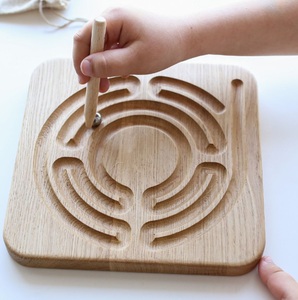 Handmade Wooden Labyrinth Maze Ball Game Board Montessori Brain Teaser <b>Puzzle</b> Educational Board Game Toy for Kids and Adults - Product Image 4