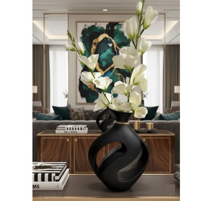 Modern Luxury Gold Abstract Patterned Metal Eco-Friendly Decorative <b>Vase</b> <b>Set</b> 3 Handcrafted Open Frame Iron <b>Vases</b> Home Wedding - Product Image 2